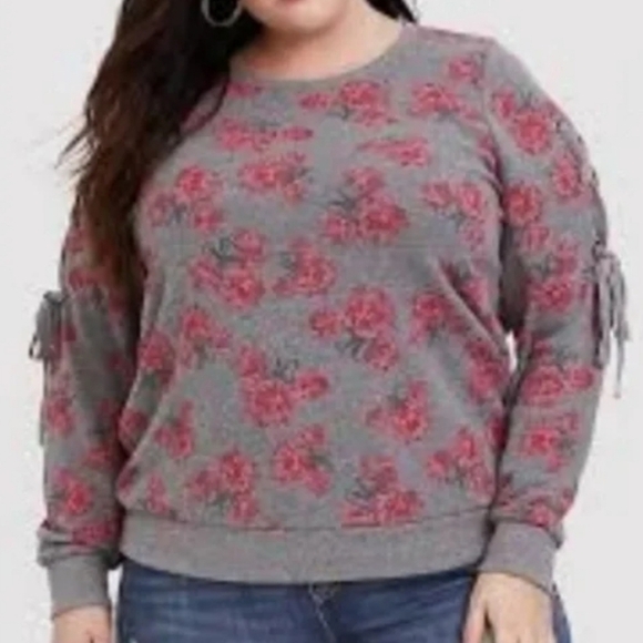 Torrid Romantic Novelty size 1X hidden Minnie lace up sleeve sweater top - Picture 1 of 7